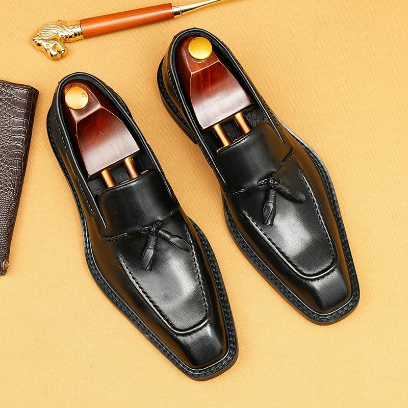 Men's Genuine Leather Loafers, Slip-On, Business