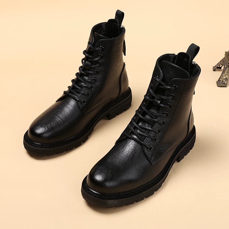 Men's Martin Boots, Height Increasing, Round Toe
