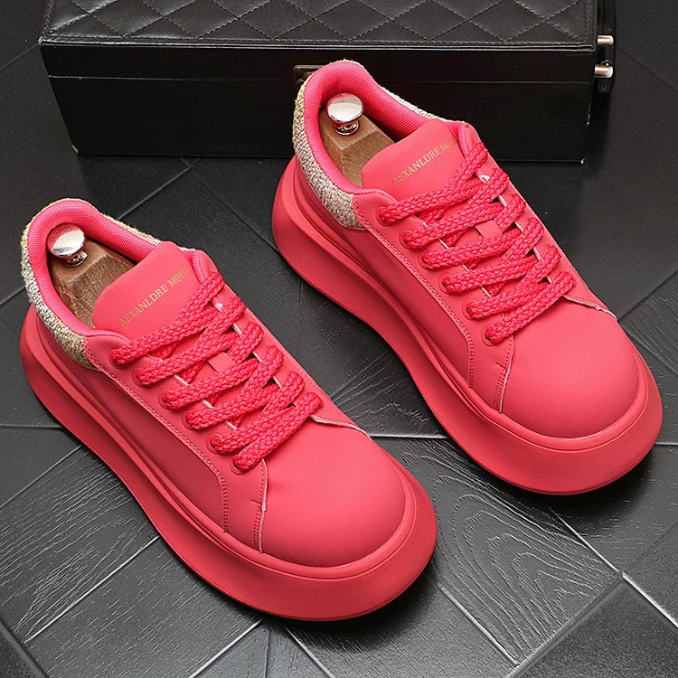 Men's Height-Increasing Platform Trendy White Sneakers 2026 Spring