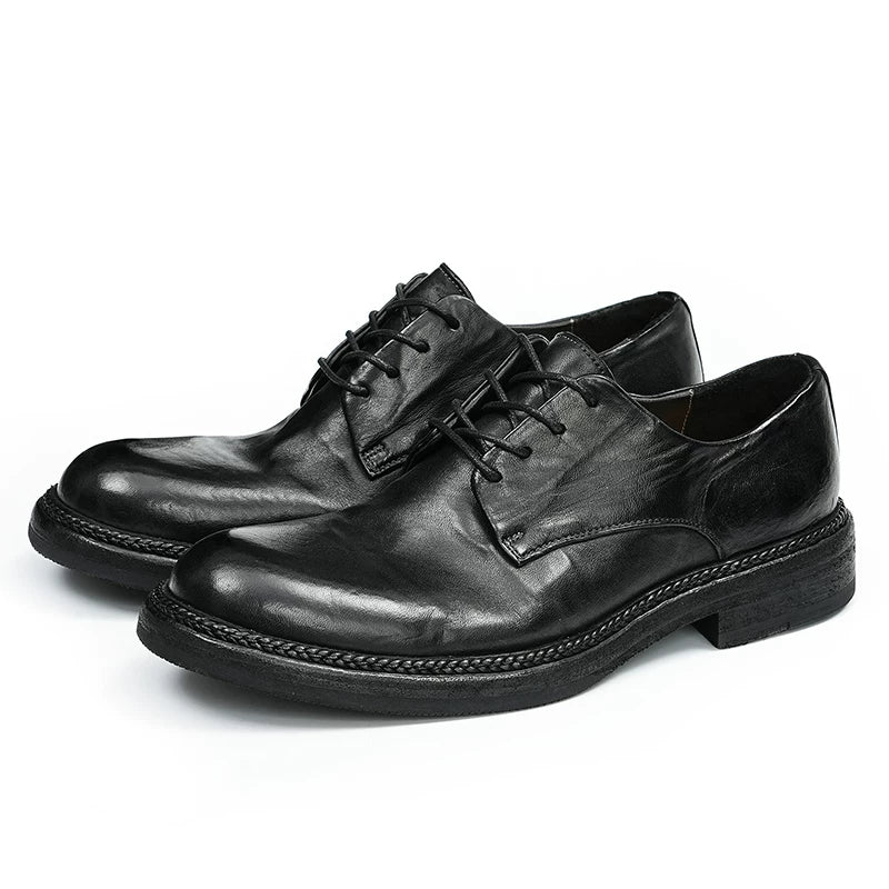 Men's Genuine Leather Leather Shoes, Handmade, Round Toe