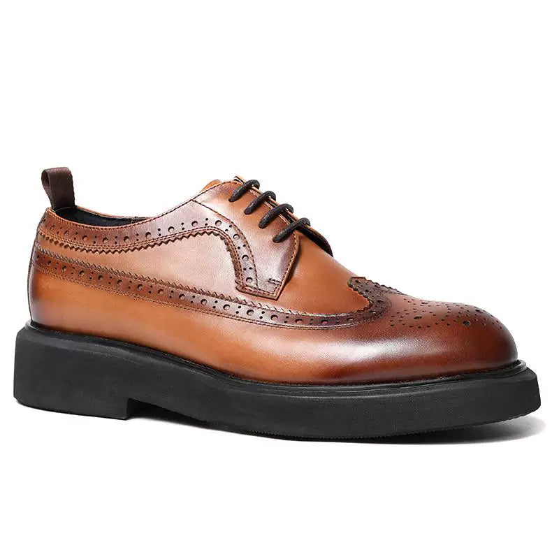 Men's Genuine Leather Derby Shoes, Height Increasing, Thick Sole