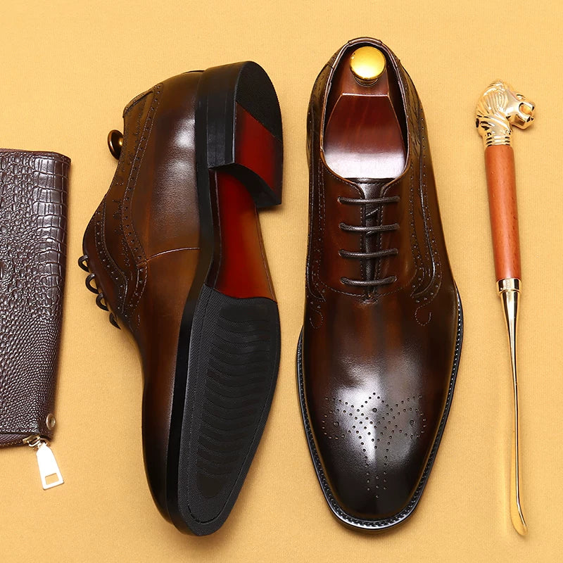 Men's Leather Shoes, Pointed Toe, British Style