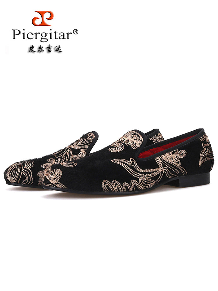 New men's handmade velvet slip-on banquet shoes, high-end British style party trendy slip-on loafers