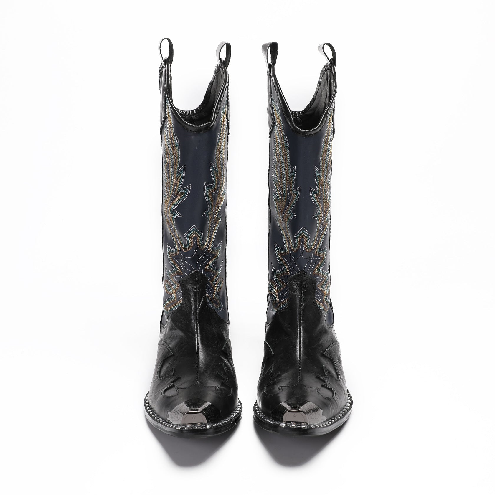Men's Leather Boots – Embroidered, Retro – Style 211