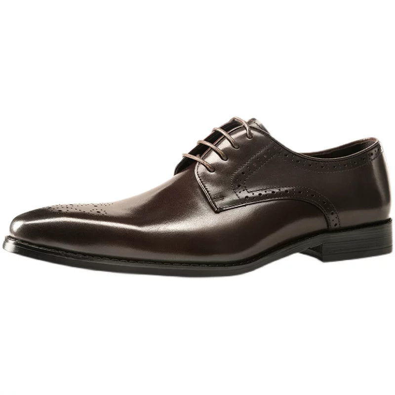 Men's Genuine Leather Wedding Shoes, Square Toe, British Style
