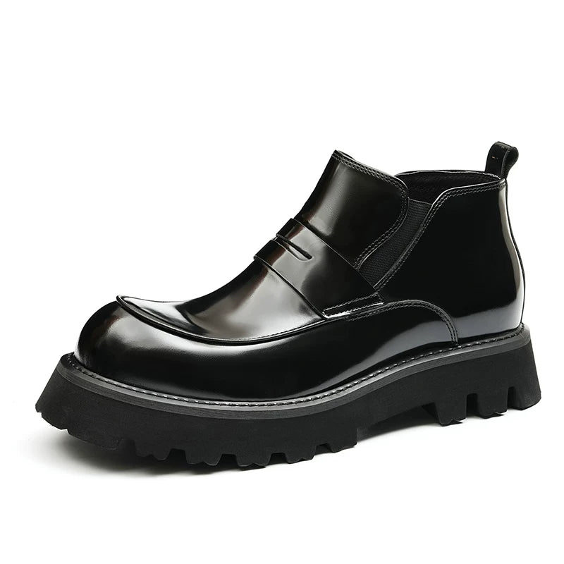 Men's Genuine Leather Martin Boots, Height Increasing, Thick Sole