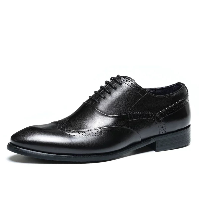 Men's Genuine Leather Oxford Shoes, Handmade, Pointed Toe