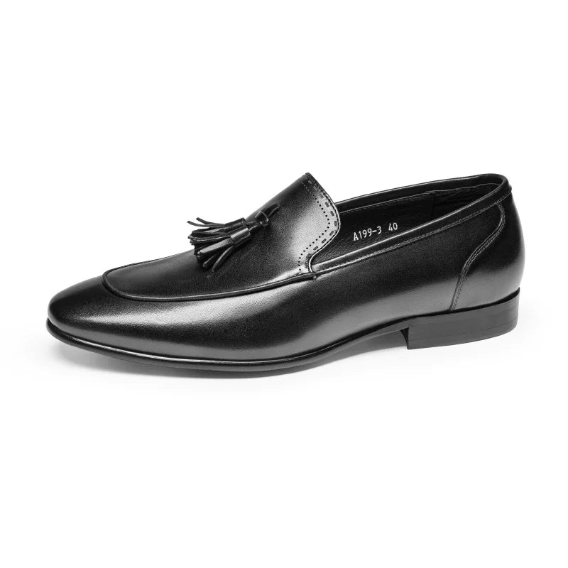 Men's Brown Genuine Leather Loafers, Slip-On, British Style
