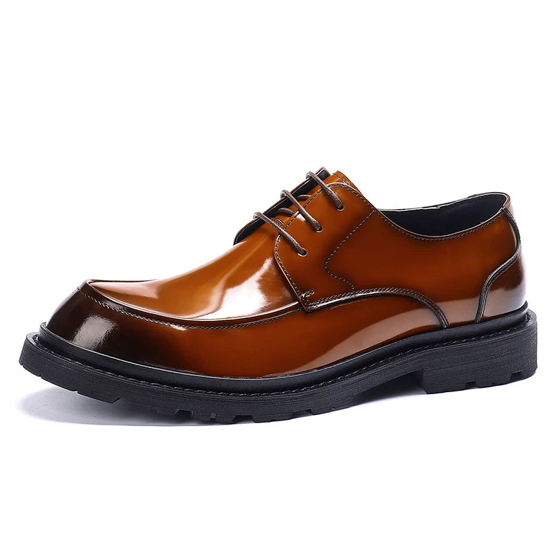 Men's Genuine Leather Derby Shoes, Patent Leather, Glossy