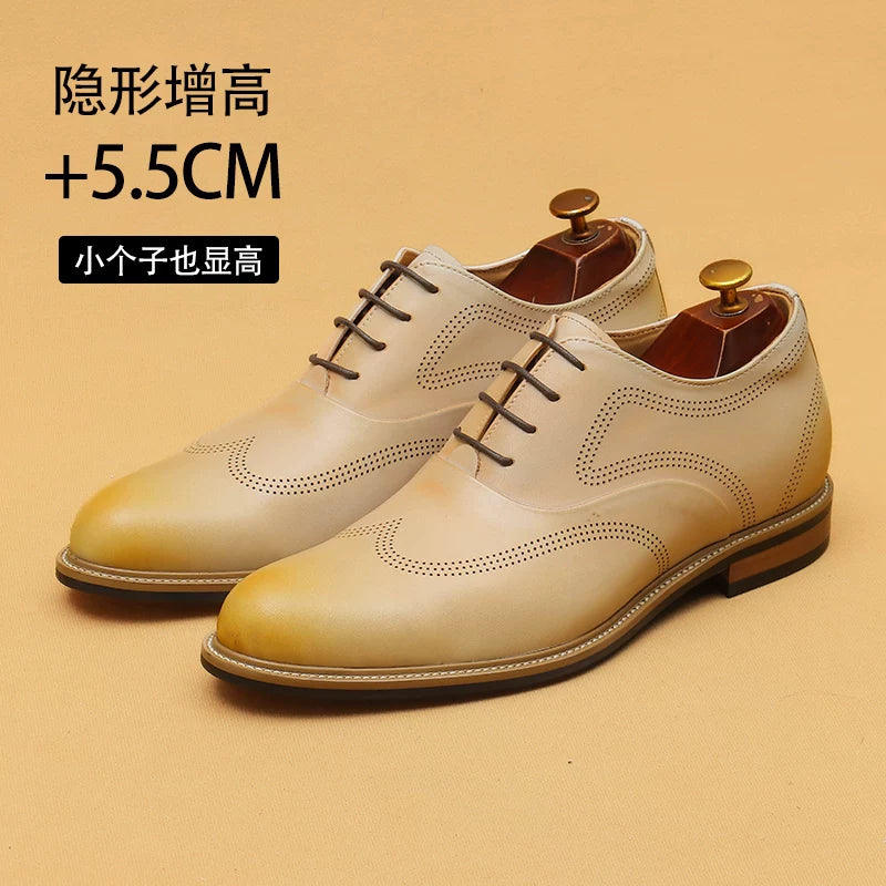 Men's Genuine Leather Leather Shoes, Height Increasing, Business