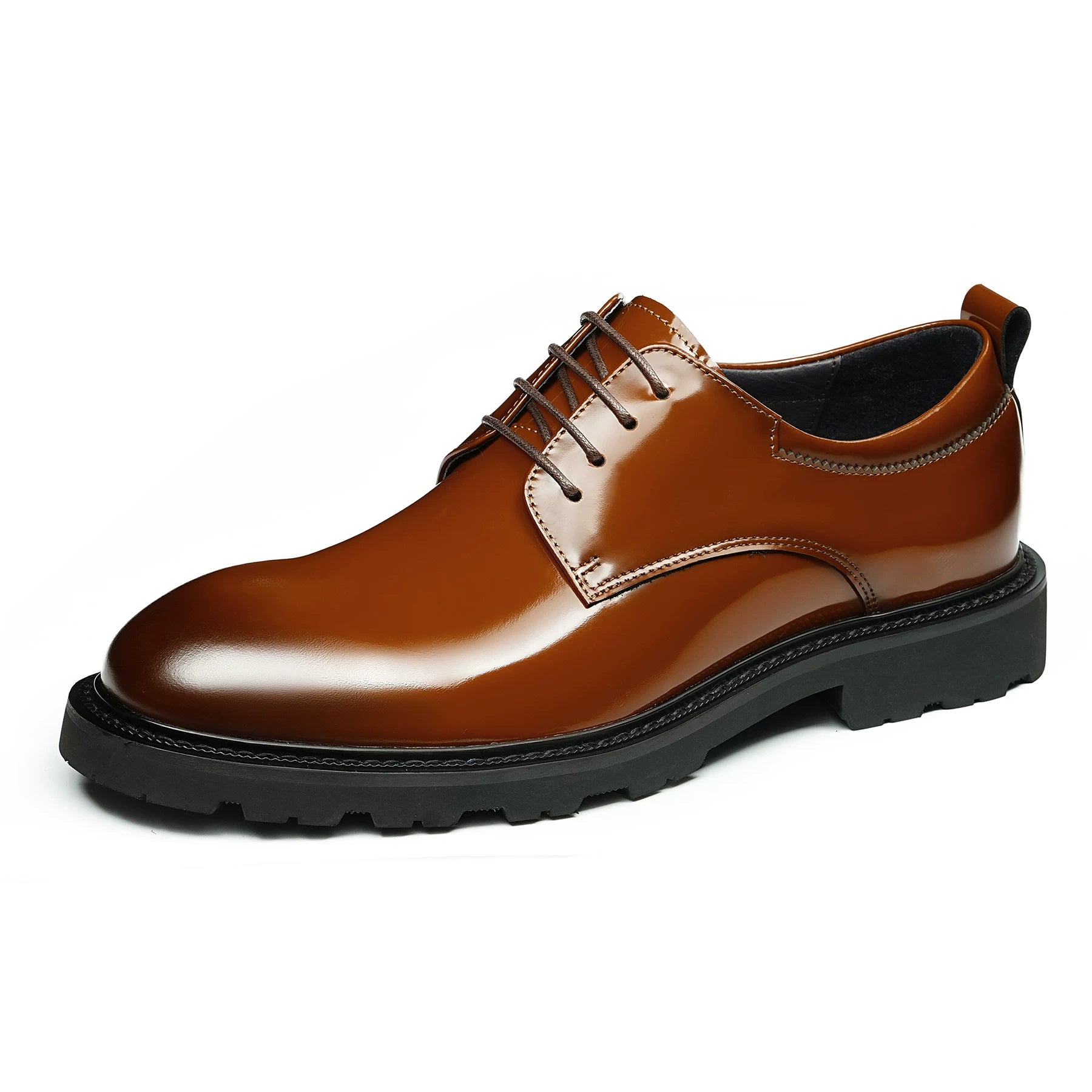 Men's Genuine Leather Derby Shoes, Patent Leather, Glossy