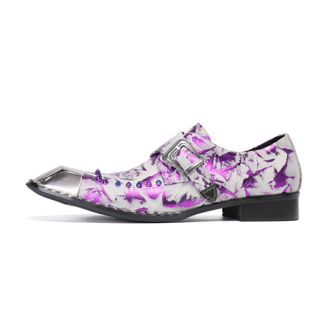 Men's Purple Leather Oxford Formal Shoes – Style 42
