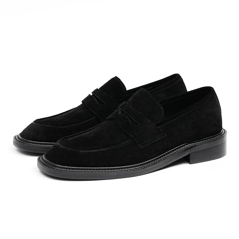 Men's Genuine Leather Loafers, Thick Sole, Suede