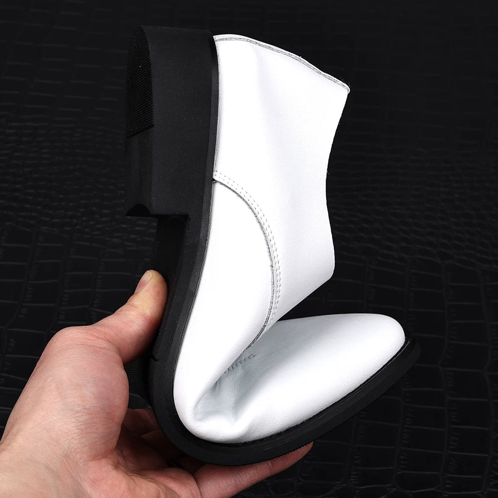 Men's White Wedding Shoes, Height Increasing, Breathable
