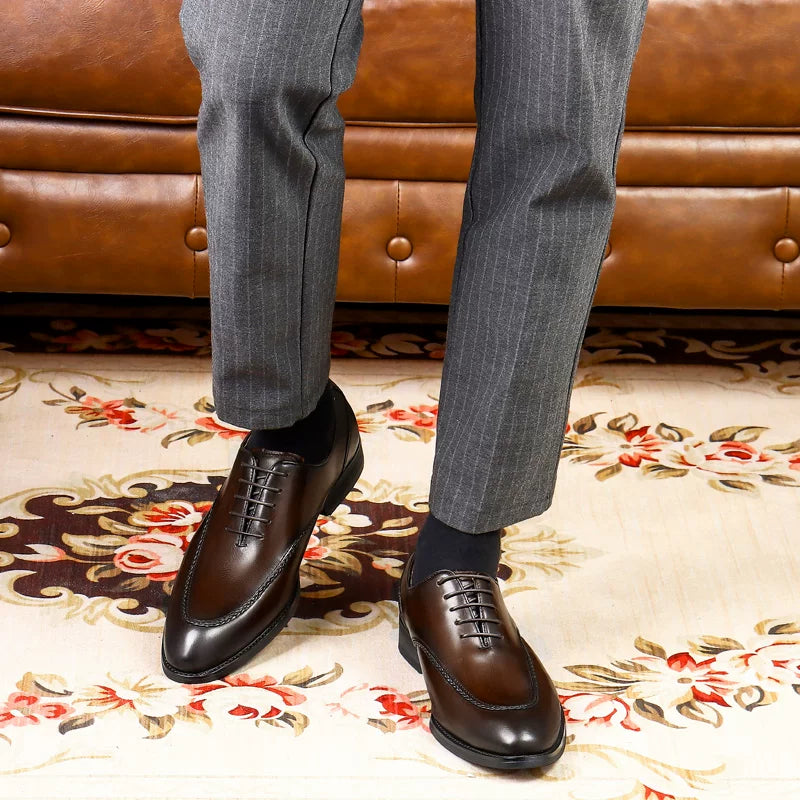 Men's Brown Genuine Leather Leather Shoes, Handmade, Pointed Toe