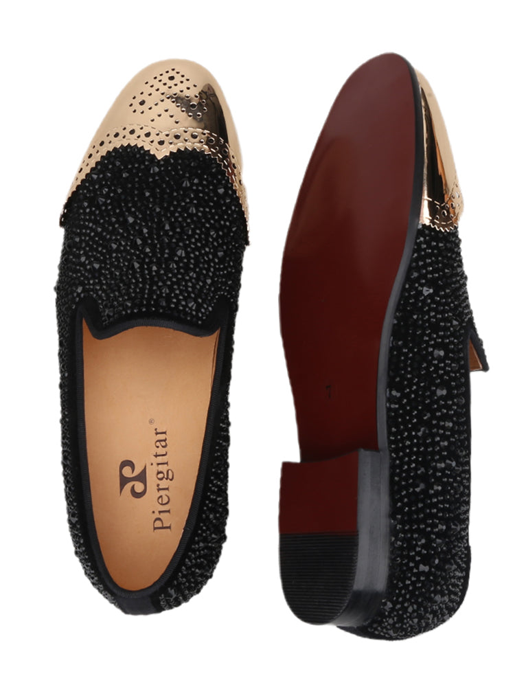 New black suede men's slip-on loafers European and American style rhinestone metal buckle casual lazy shoes