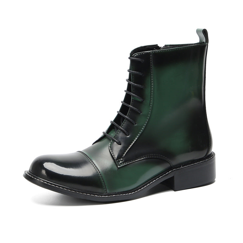 Men's Green Martin Boots – Crocodile Pattern, Crocodile Pattern