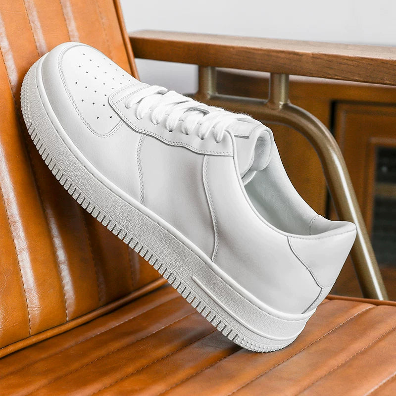 Men's Genuine Leather Skate Shoes, Height Increasing, Thick Sole