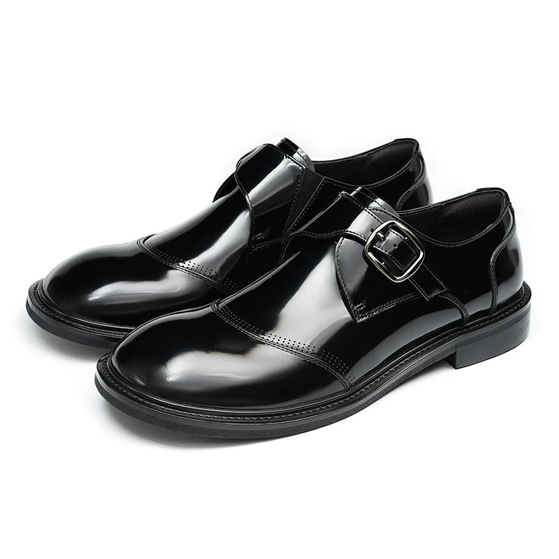 Men's Black Genuine Leather Loafers, Patent Leather, Slip-On