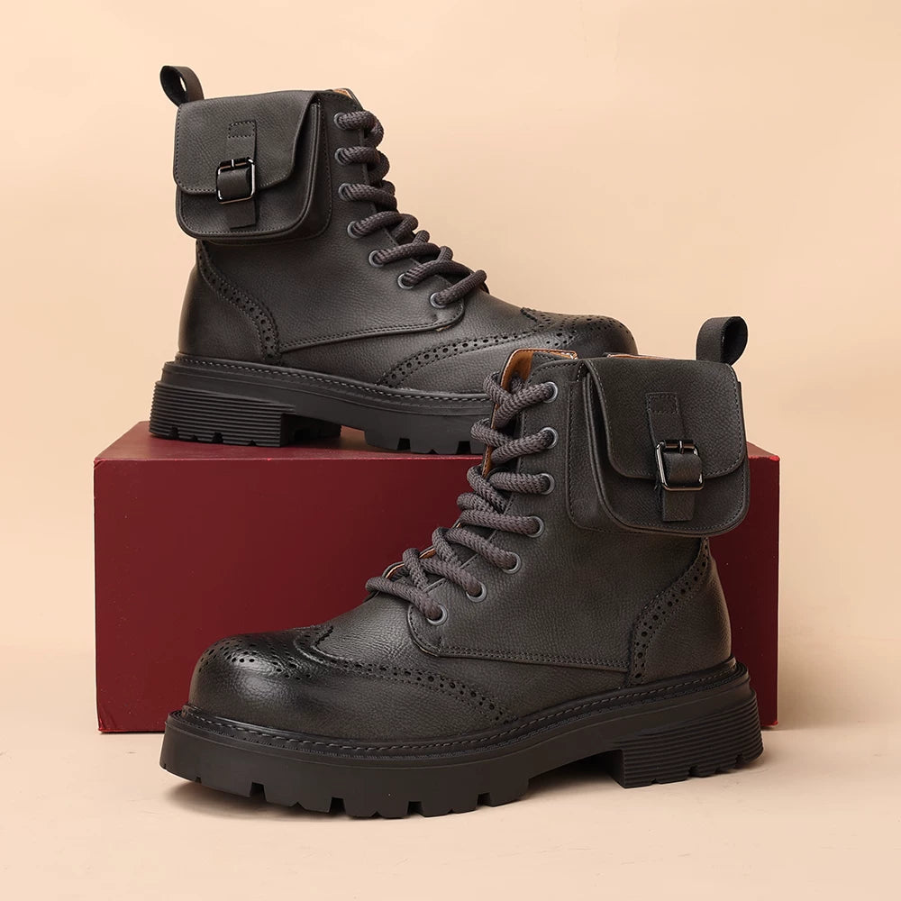 Men's Martin Boots, Height Increasing, Thick Sole