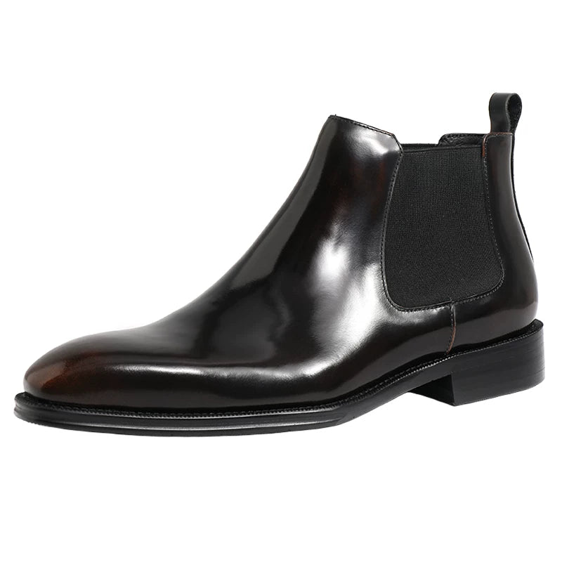 Men's Genuine Leather Chelsea Boots, Handmade, Square Toe