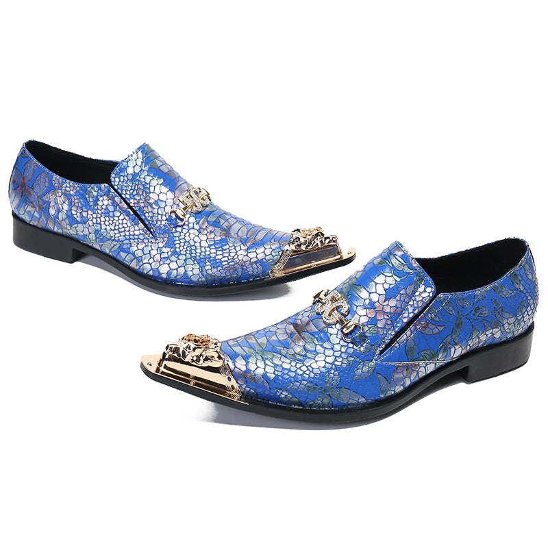Men's Leather Formal Shoes – Pointed Toe, Crocodile Pattern – Style 16