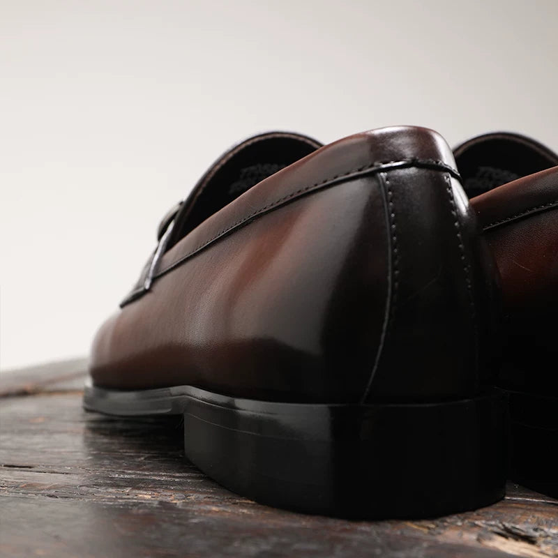 Men's Genuine Leather Loafers, Slip-On, British Style
