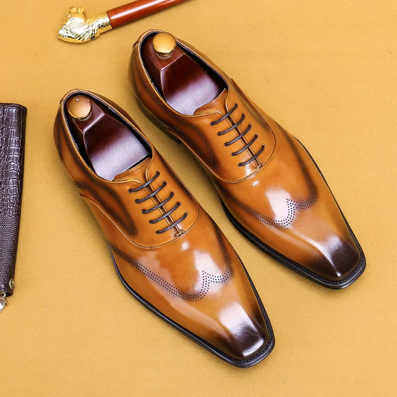 Men's Brown Oxford Shoes, British Style, Vintage