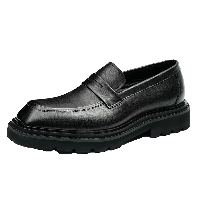 Men's Genuine Leather Loafers, Height Increasing, Thick Sole