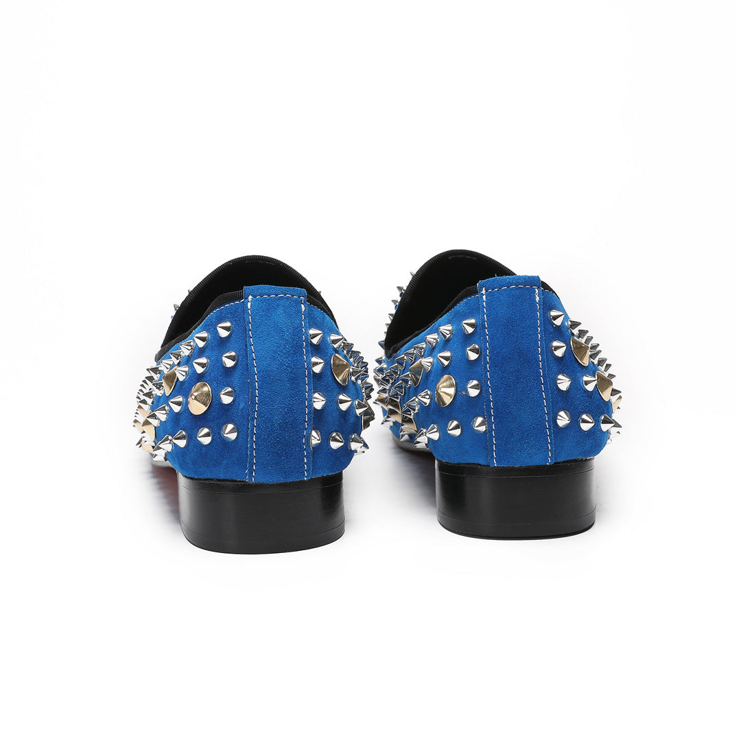 Men's Blue Leather Sneakers – Lace-Up, Platform