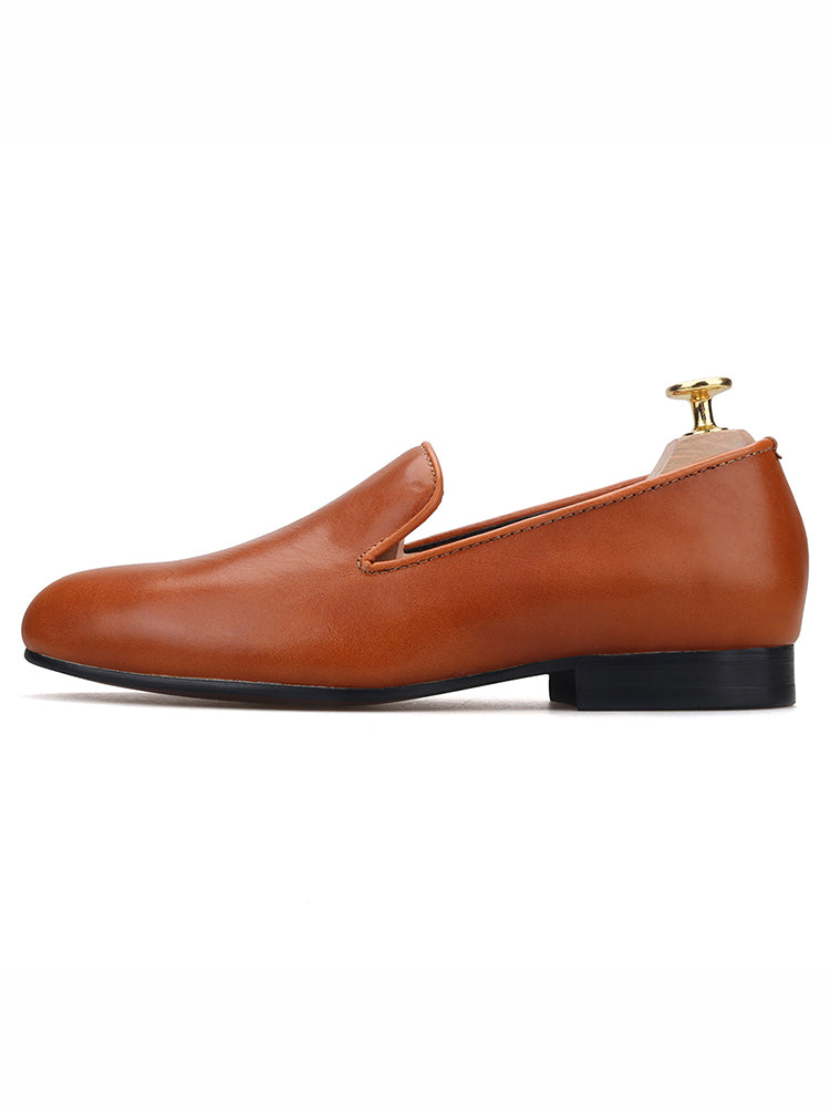 Imported cowhide men's genuine leather loafers British style classic slip-on smoking shoes wedding party new trend matching