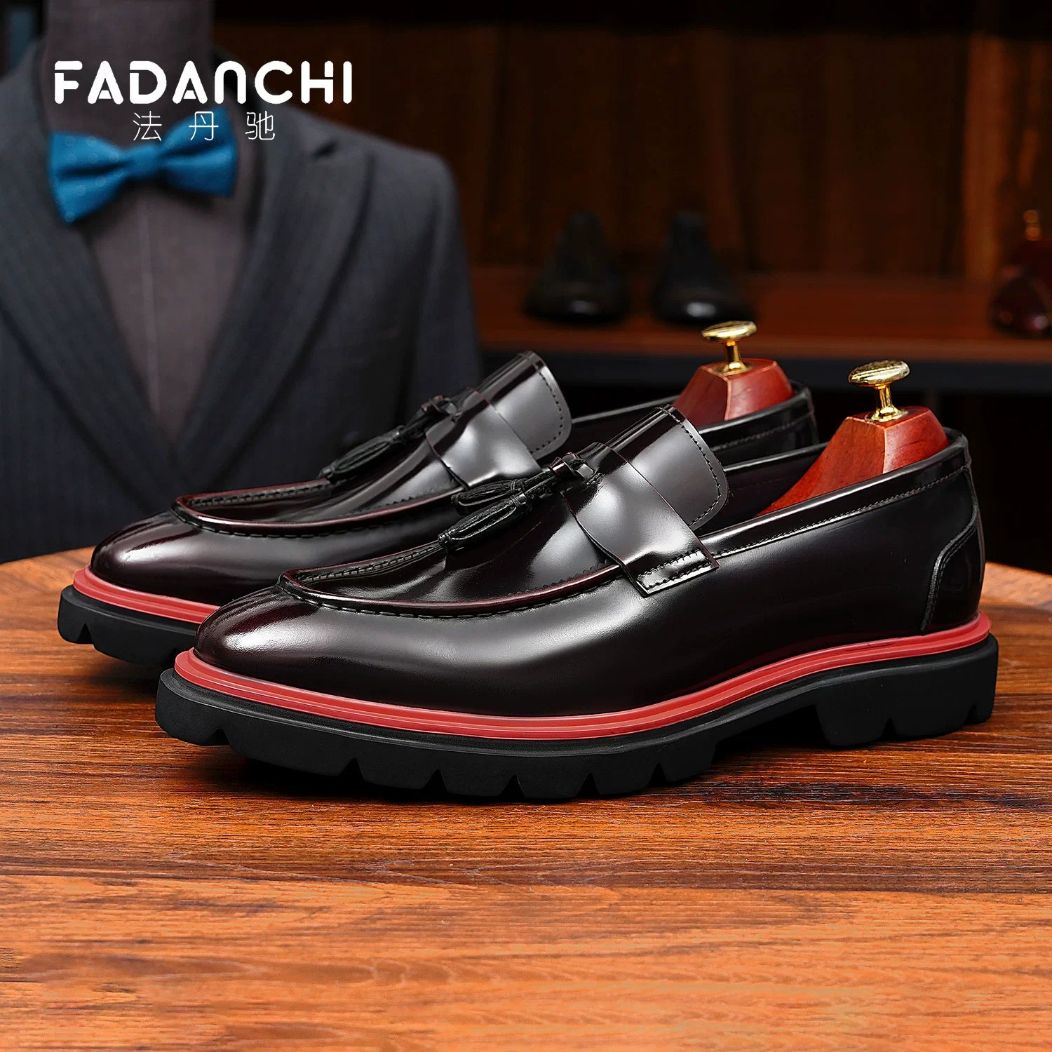 Men's Genuine Leather Loafers, Height Increasing, Thick Sole