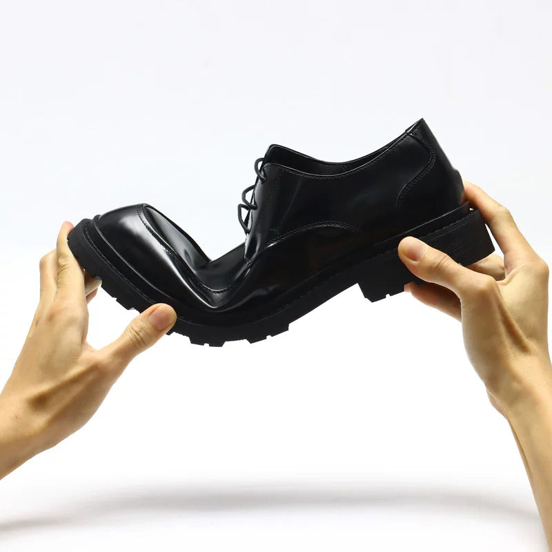 Men's Genuine Leather Derby Shoes, Patent Leather, Glossy