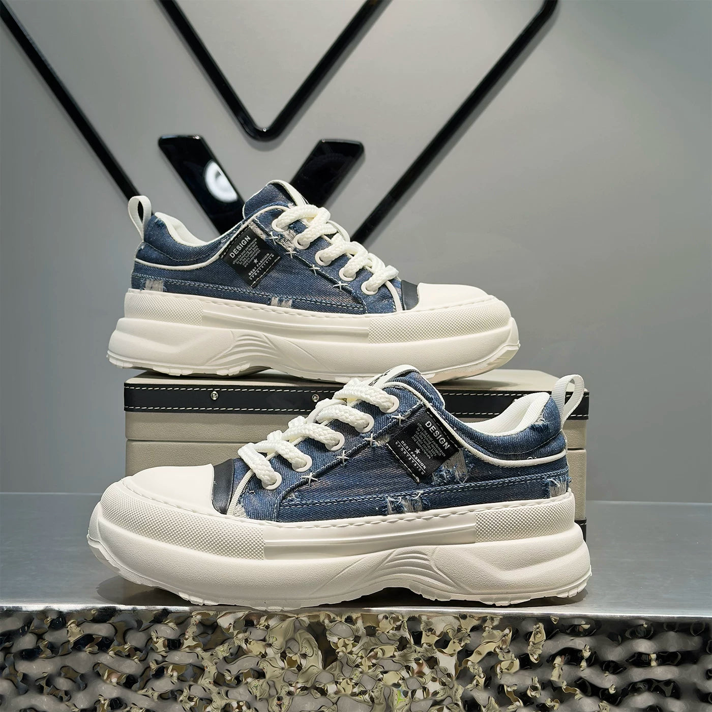 Men's Height-Increasing Platform Low-Top Trendy Skate Shoes New