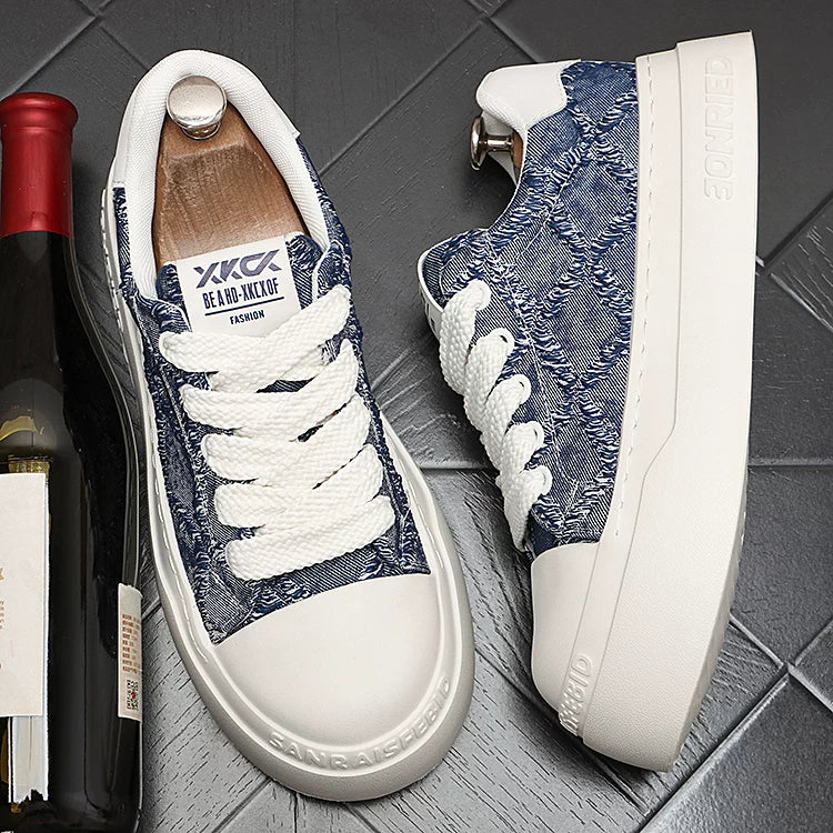 Men's New Low-Top Denim Korean Style Casual Trendy Skate Shoes