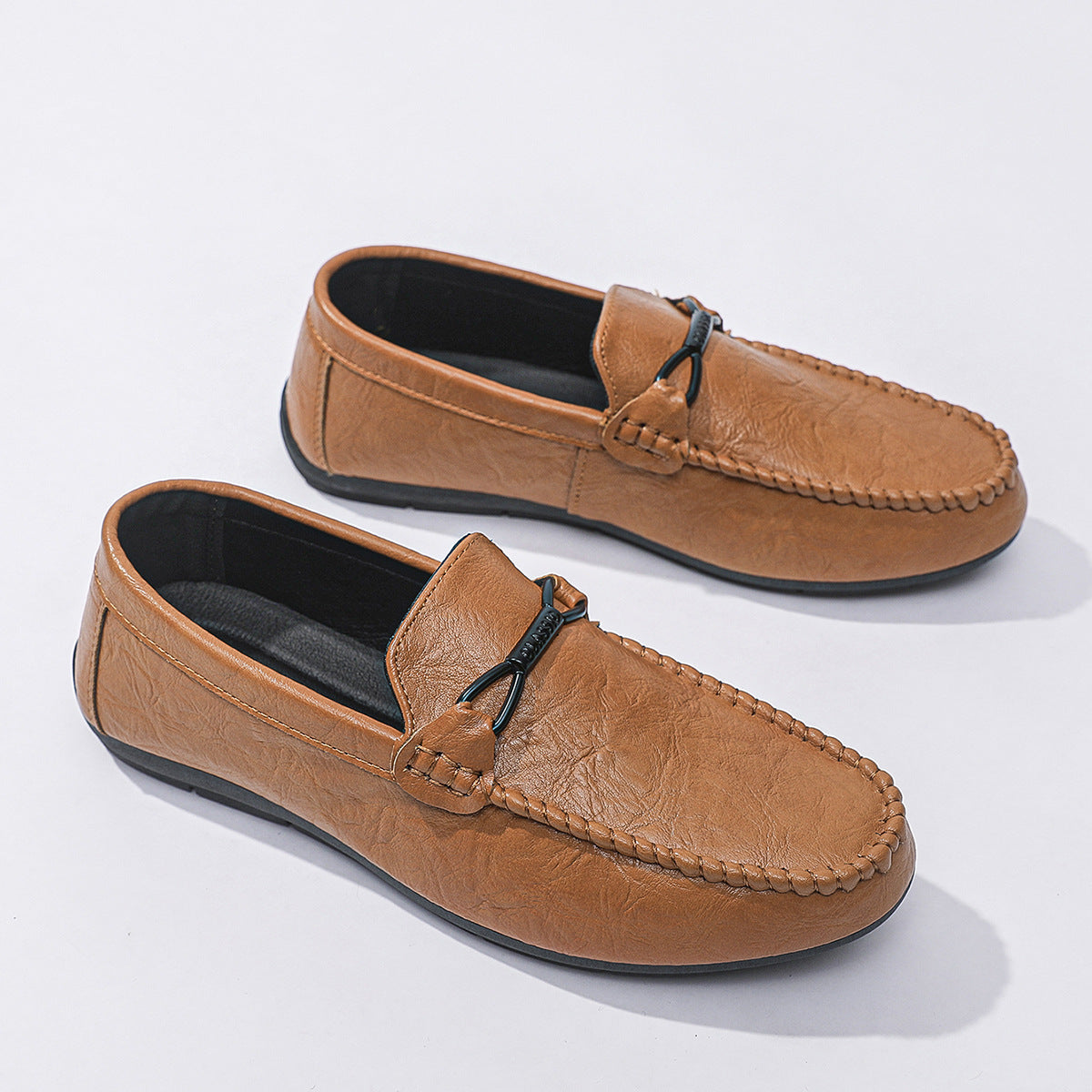 Soft-soled business men's shoes single shoes men's one-pedal Doudou loafers round head flat bottom spring trend low-top 2024