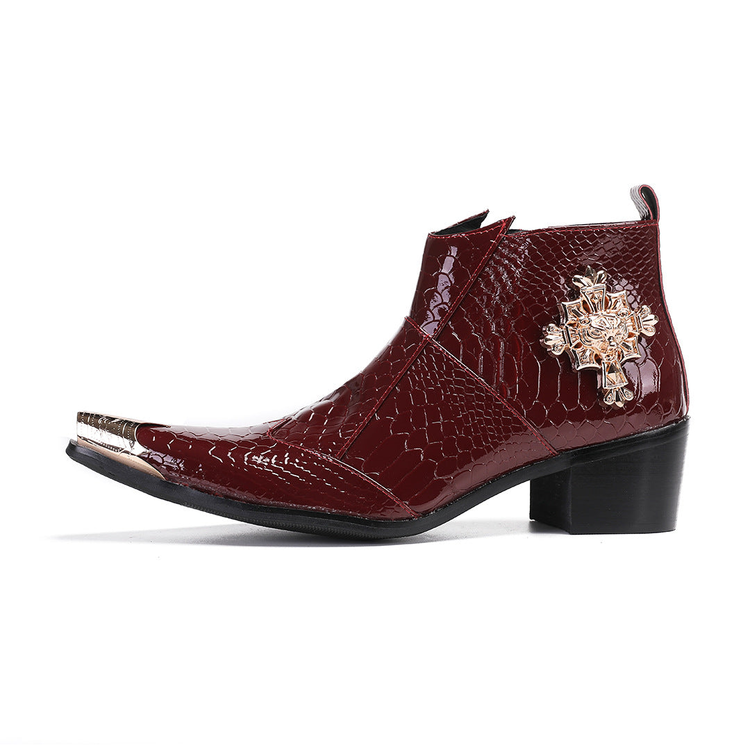 Men's Red Leather Martin Boots – British Style