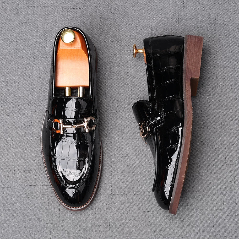 Men's Patent Leather Loafers, Height Increasing, Glossy