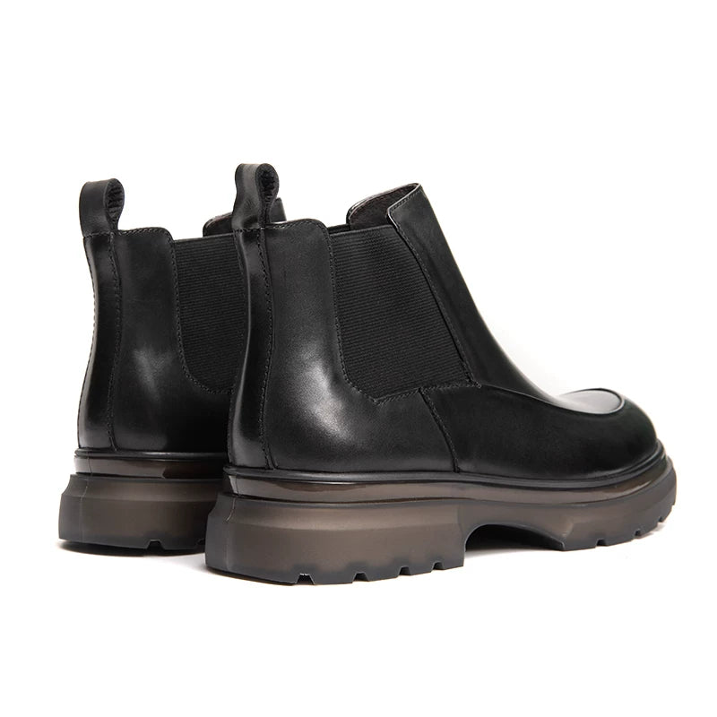 Men's Genuine Leather Chelsea Boots, Thick Sole, British Style