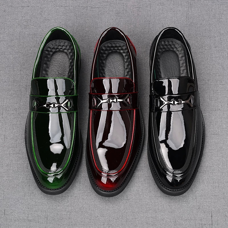 Men's Patent Leather Loafers, Height Increasing, Pointed Toe