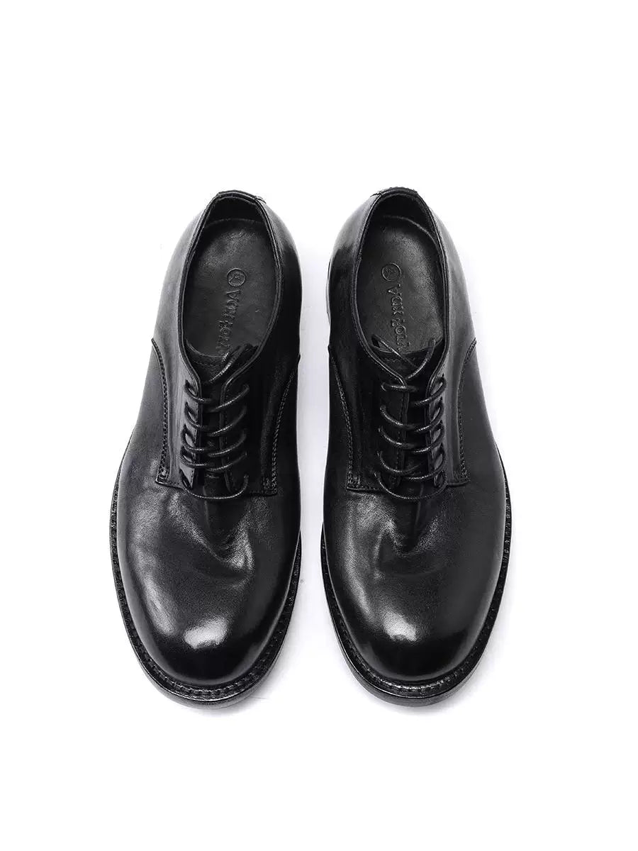 Men's Genuine Leather Derby Shoes, Handmade, Round Toe