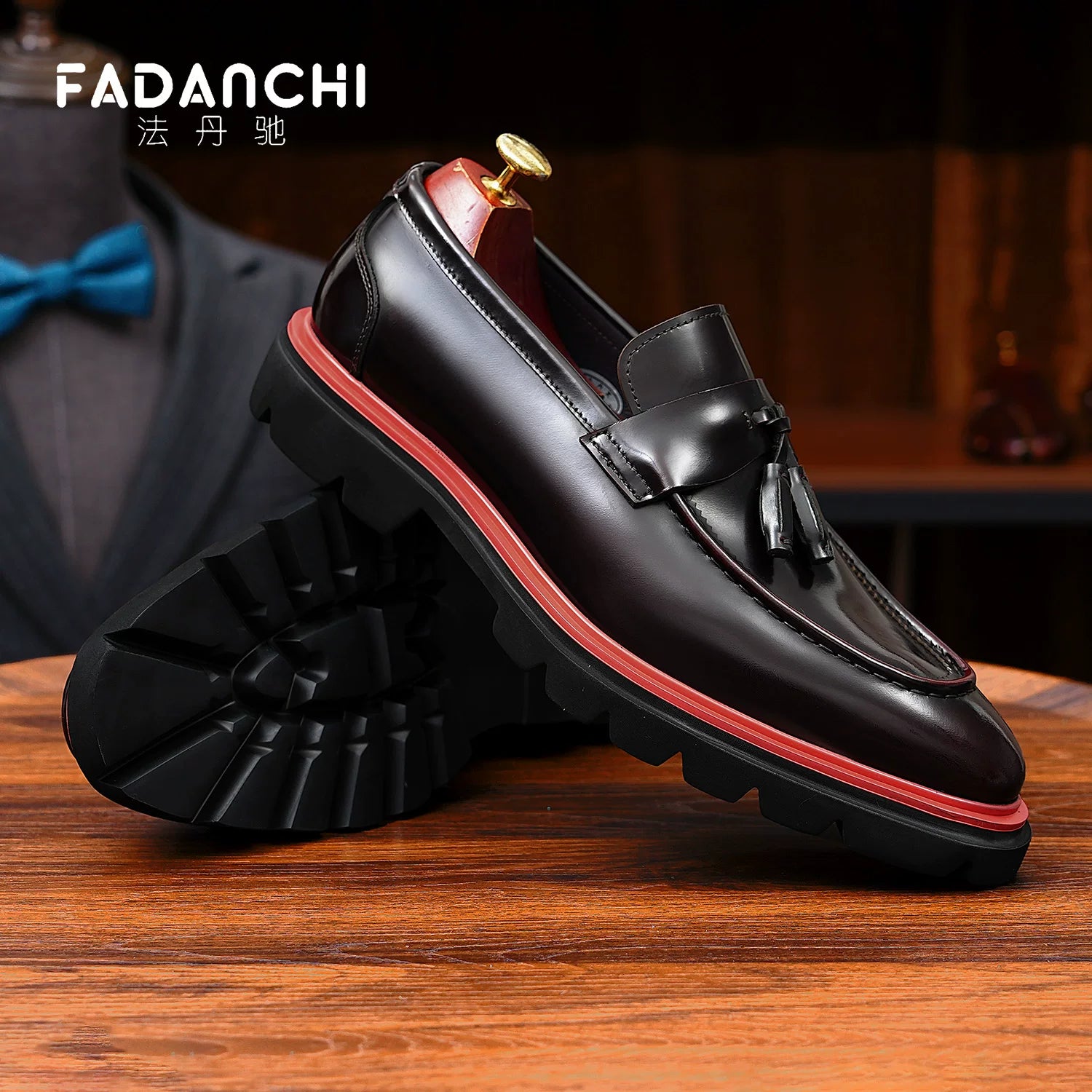 Men's Genuine Leather Loafers, Height Increasing, Thick Sole