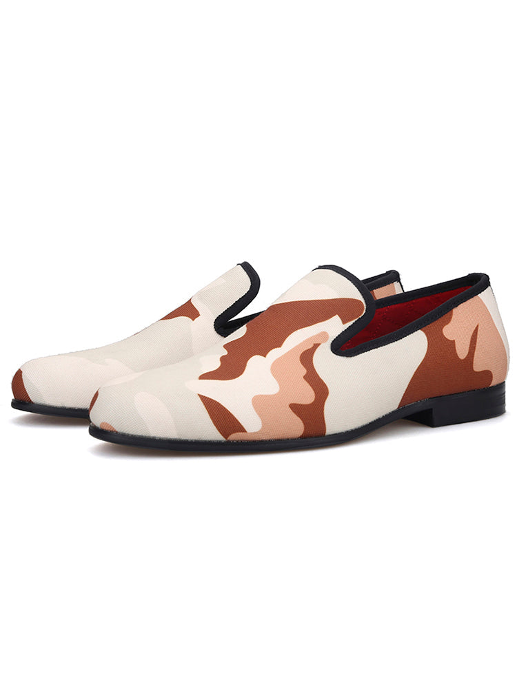New British Camouflage Series Men's Loafers Big Brand Same Style European and American Banquet Party Slip-on Trendy Shoes