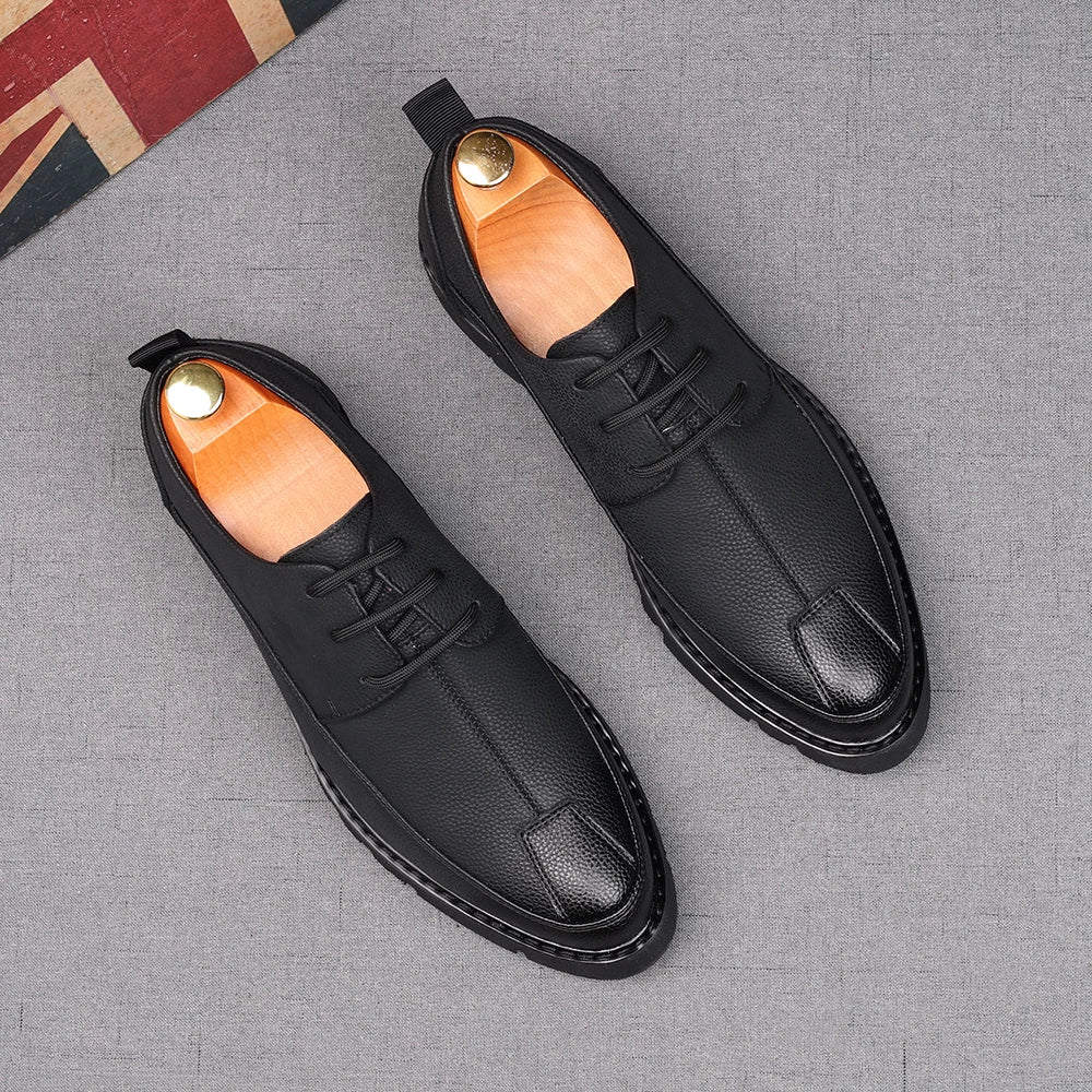 Men's Derby Shoes, Height Increasing, Thick Sole
