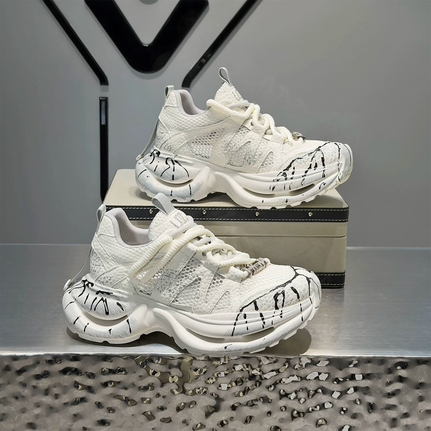 Men's Height-Increasing Platform Breathable Mesh Trendy Chunky Dad Sneakers Summer
