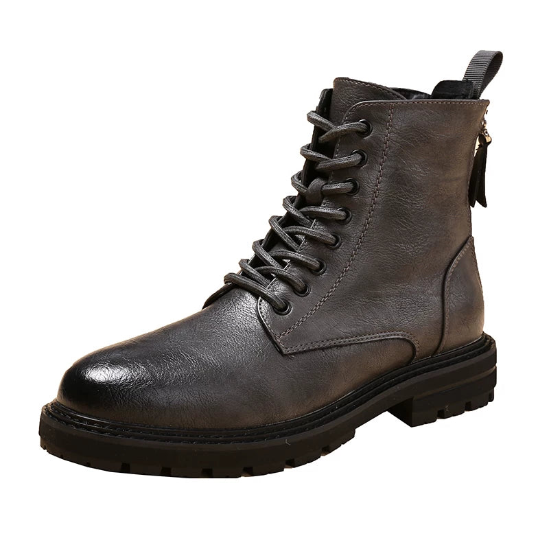 Men's Martin Boots, Height Increasing, Round Toe