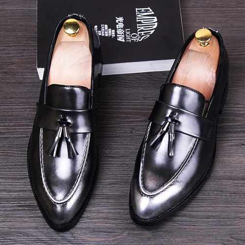 Men's Black Leather Loafers, Style 5207