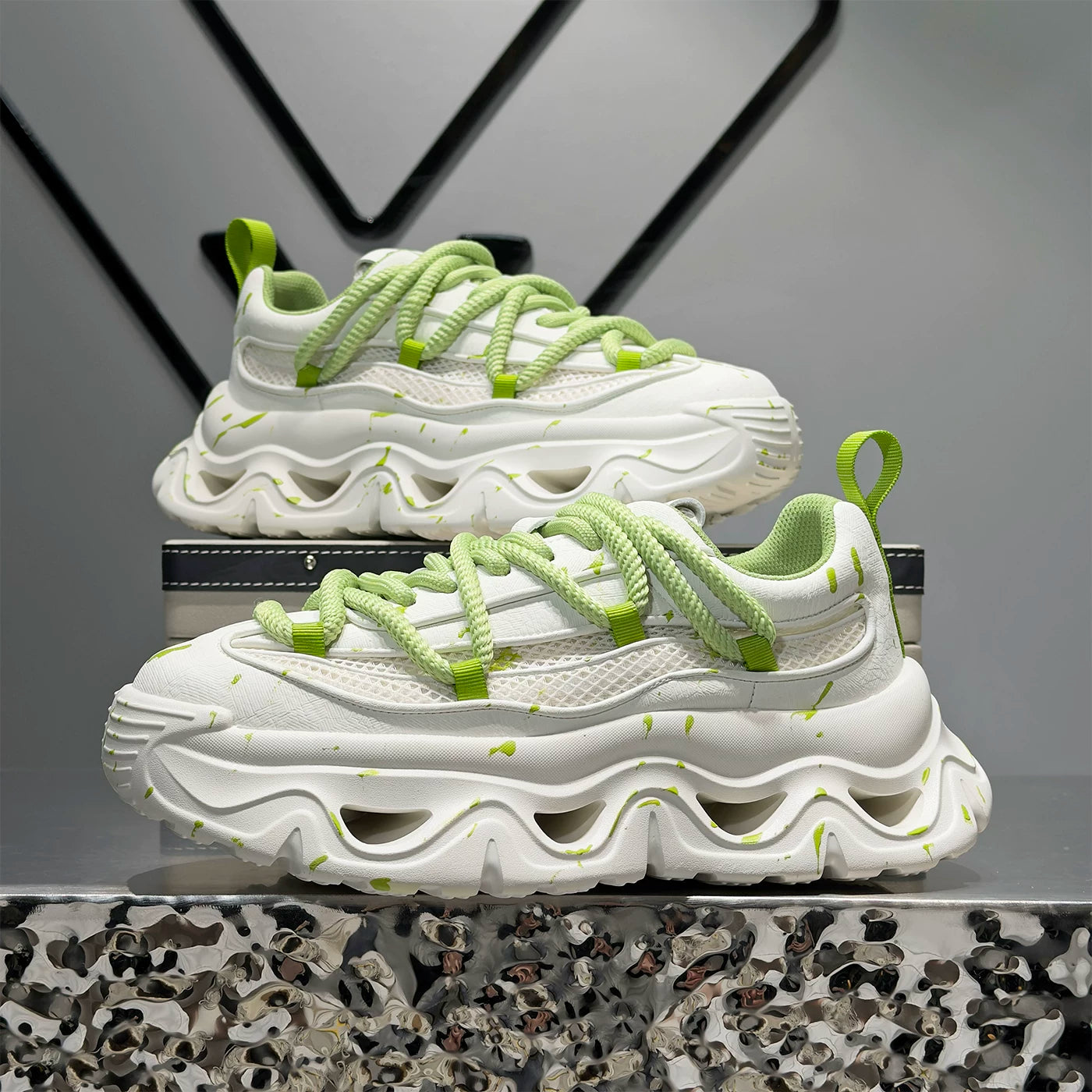 Men's Platform Breathable Mesh Trendy Chunky Dad Sneakers 2026 Summer New