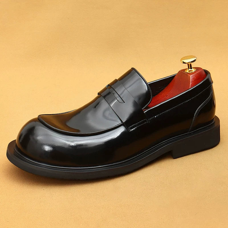 Men's Genuine Leather Loafers, Patent Leather, Slip-On