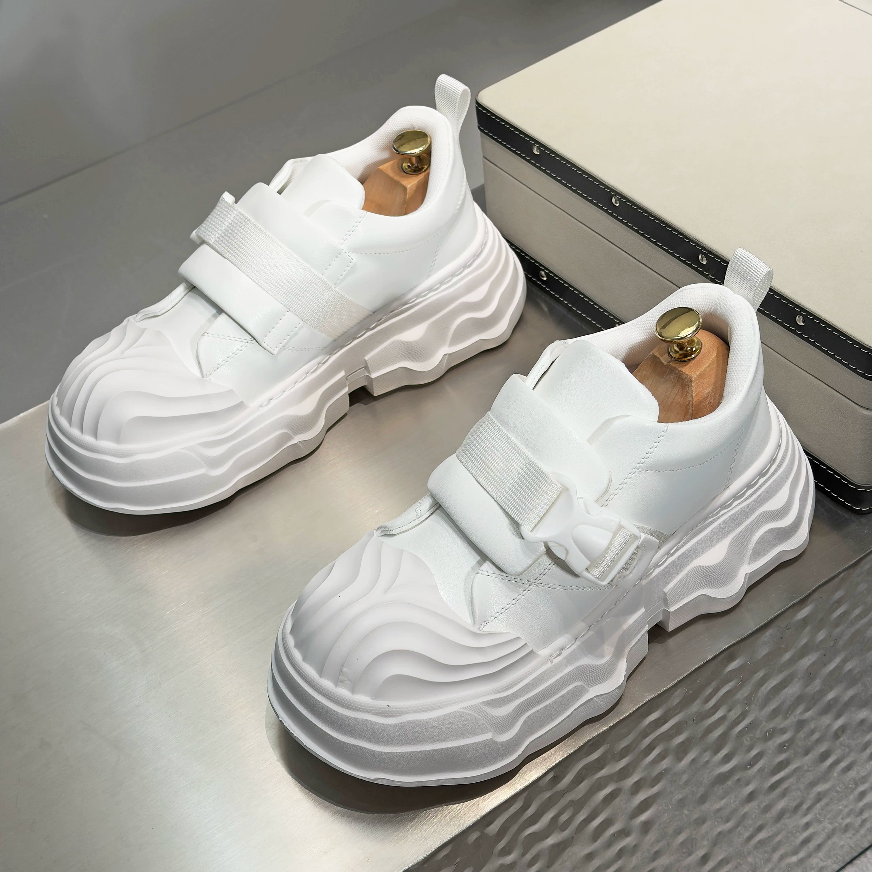 Men's Platform Slip-On Shell-Toe Big-Toe Chunky Dad Sneakers